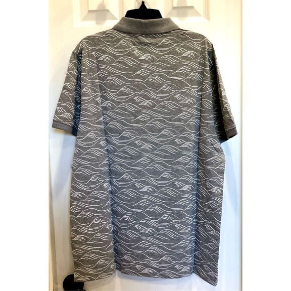 BEN SHERMAN - NWT - M Sz M - Wave Print Polo Shirt in Tonal Wave/Grey Heather - Picture 13 of 16